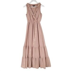 Express Dusty Pink Maxi Dress with Ruffle V-Neck
